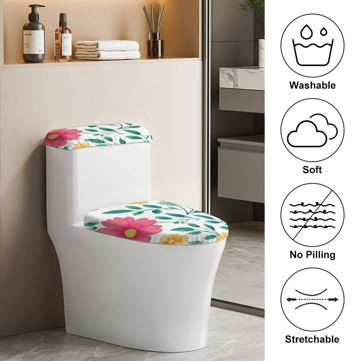 Set Copriwater Personalizzabile 2 Pezzi in Poliestere per Bagno
