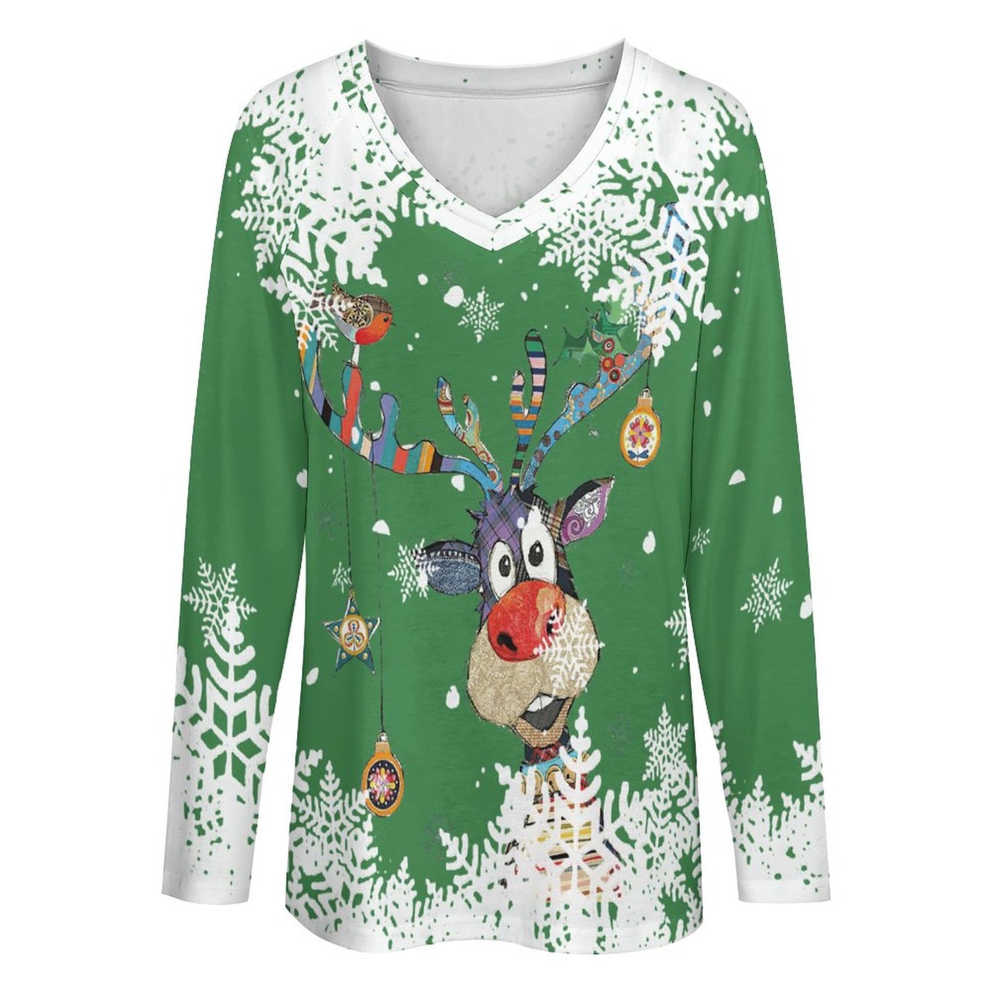 T-Shirt Oversize Donna Doppio Collo V | Maglia Manica Lunga Boyfriend Style