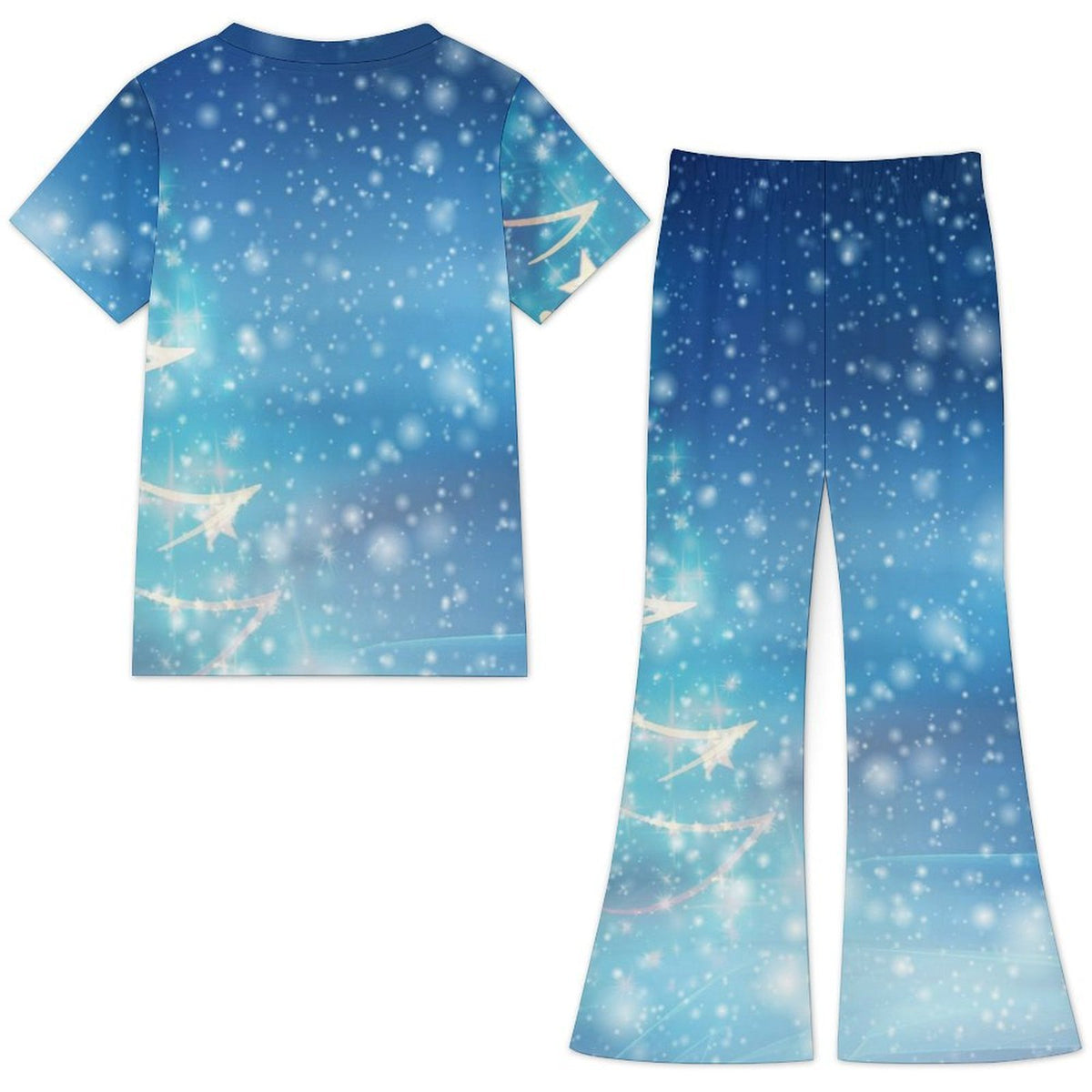 Completo Bambina Due Pezzi con Pantaloni a Zampa Personalizzabile — Top Manica Corta Estivo