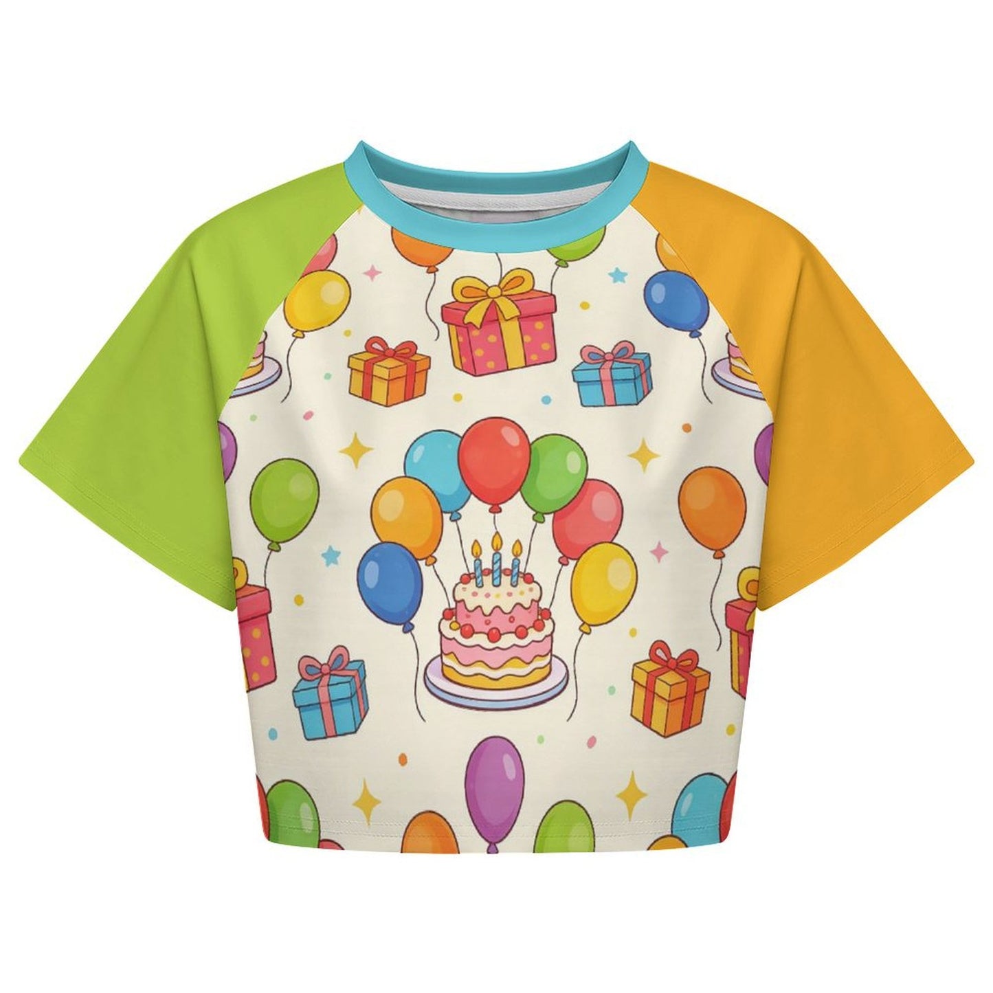 T-Shirt Crop Personalizzata con Maniche a Contrasto