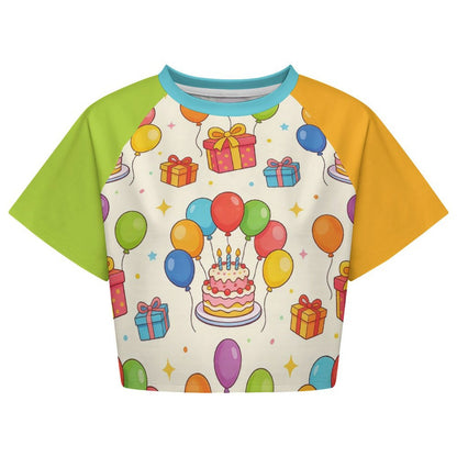 T-Shirt Crop Personalizzata con Maniche a Contrasto