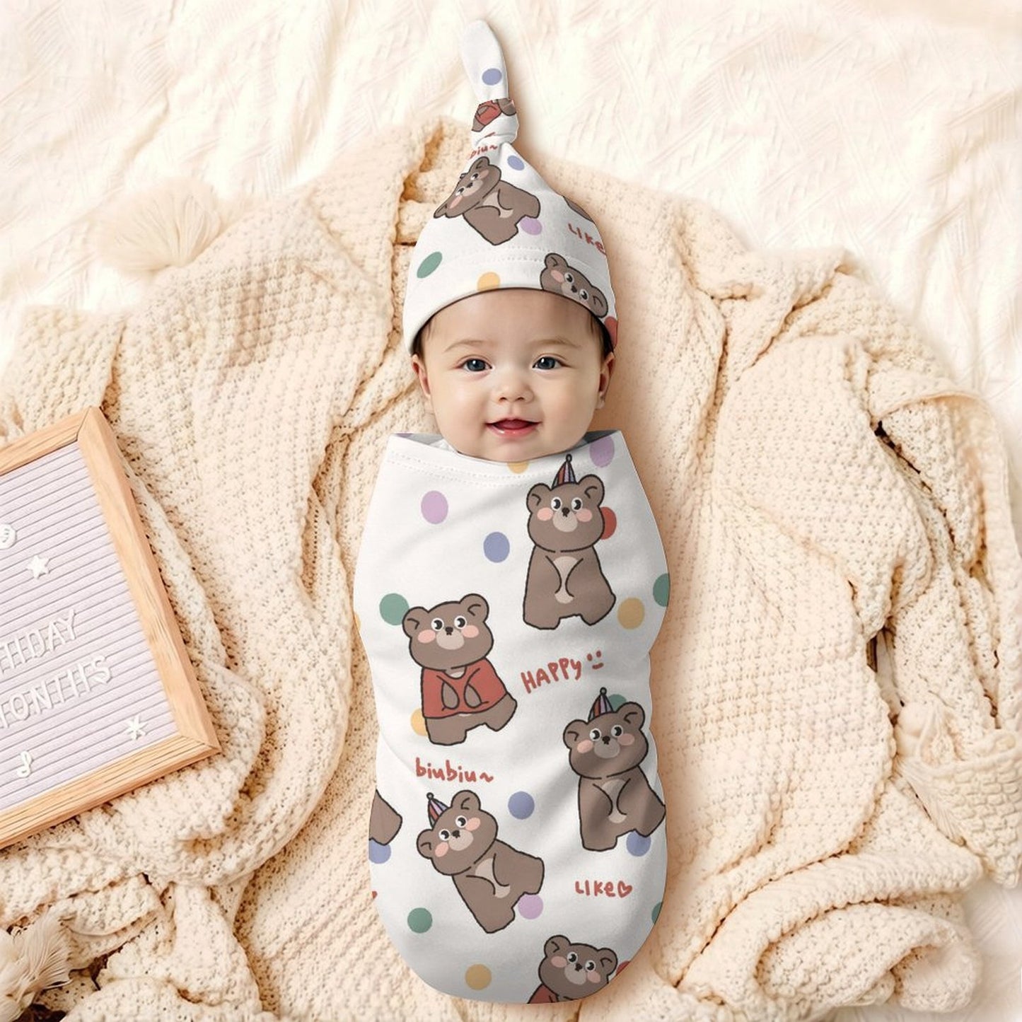 Set Neonato Personalizzato in Puro Cotone con Cappellino