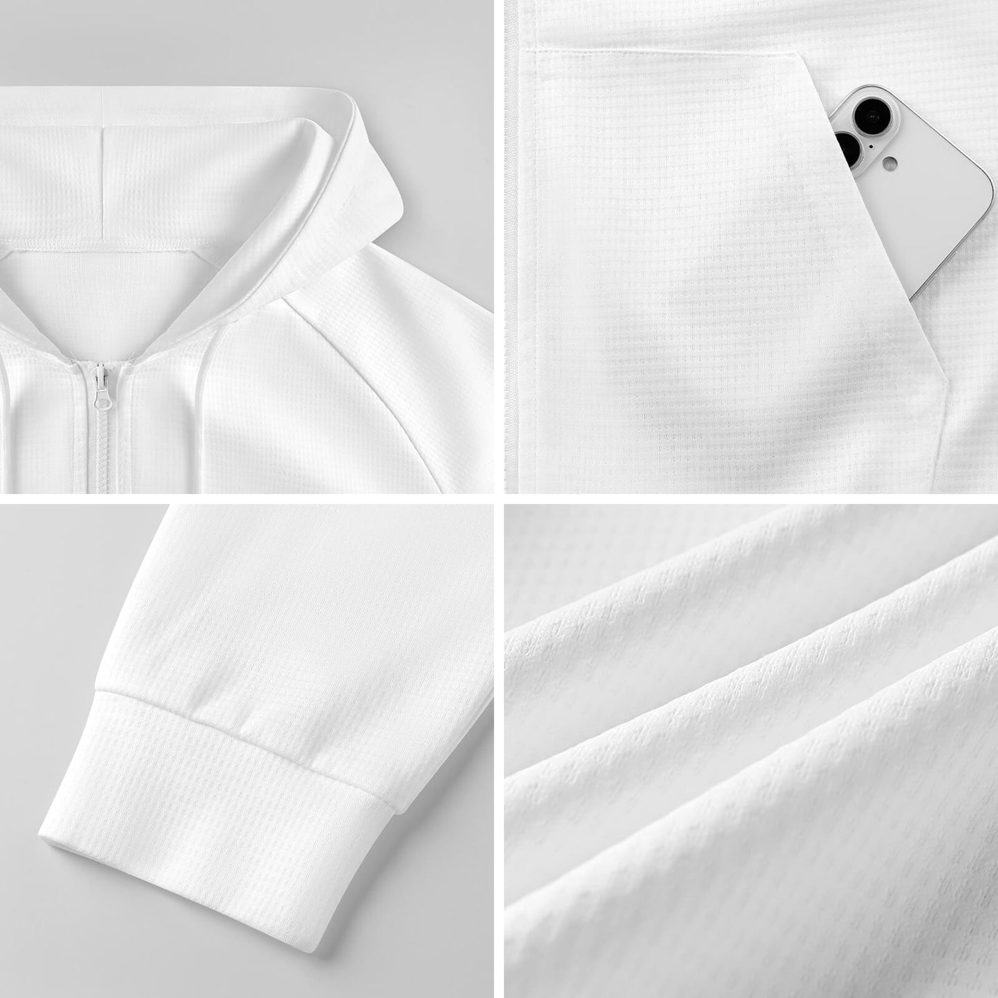 Felpa Donna con Zip e Cappuccio in Tessuto Waffle Personalizzabile