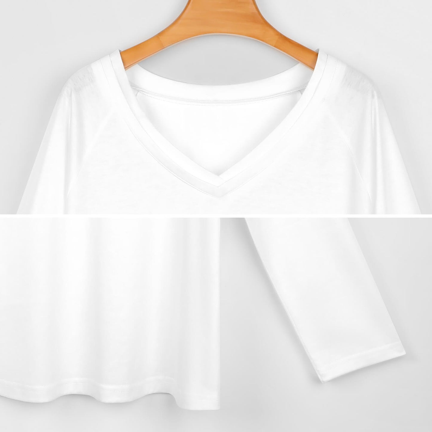 -Shirt Manica Lunga Doppio Scollo V | Stampa Personalizzata | Poliestere/Spandex
