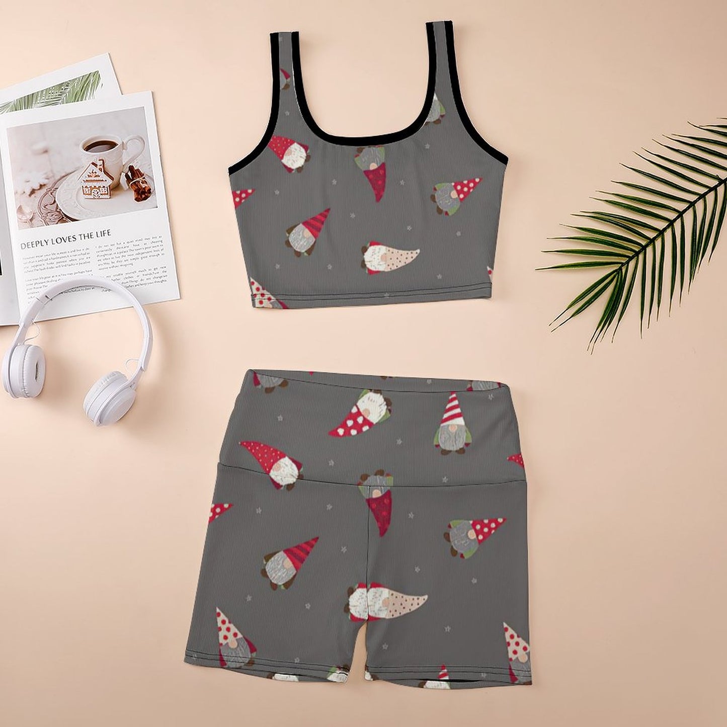 Set Yoga a Costine 2 Pezzi | Crop Top & Shorts Personalizzati (S-2XL)