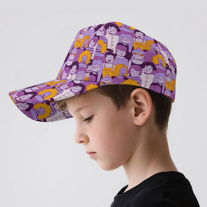 Cappellino Baseball Personalizzato per Bambini in Poliestere con Visiera Rigida e Stampa Full-Panel