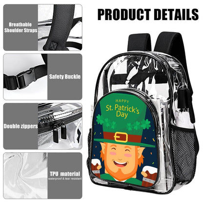 Clear Backpack Personalizzato in PVC con Tasca Laterale in Rete e Stampa UV