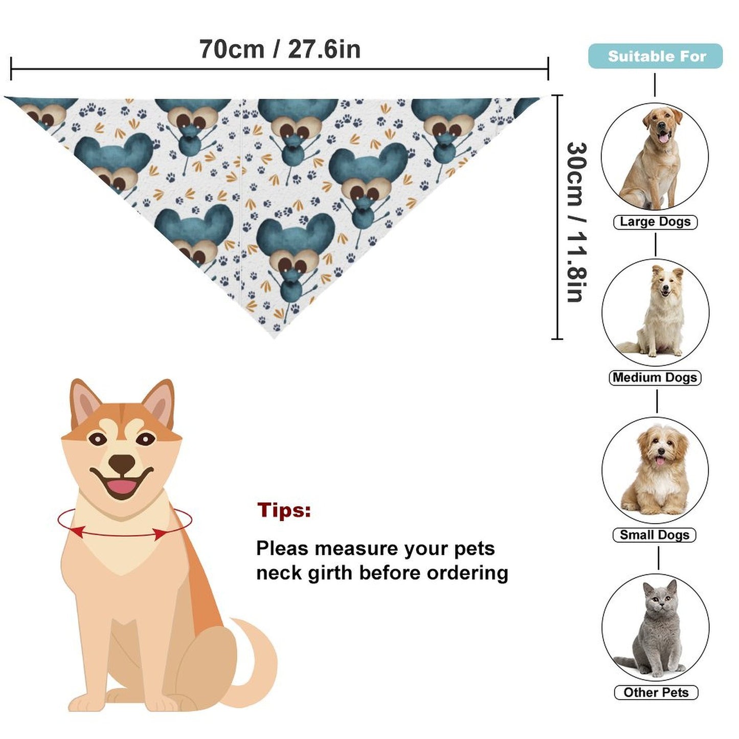 Bandana per Cani Personalizzata | Stampa il Nome e lo Stile del Tuo Pet