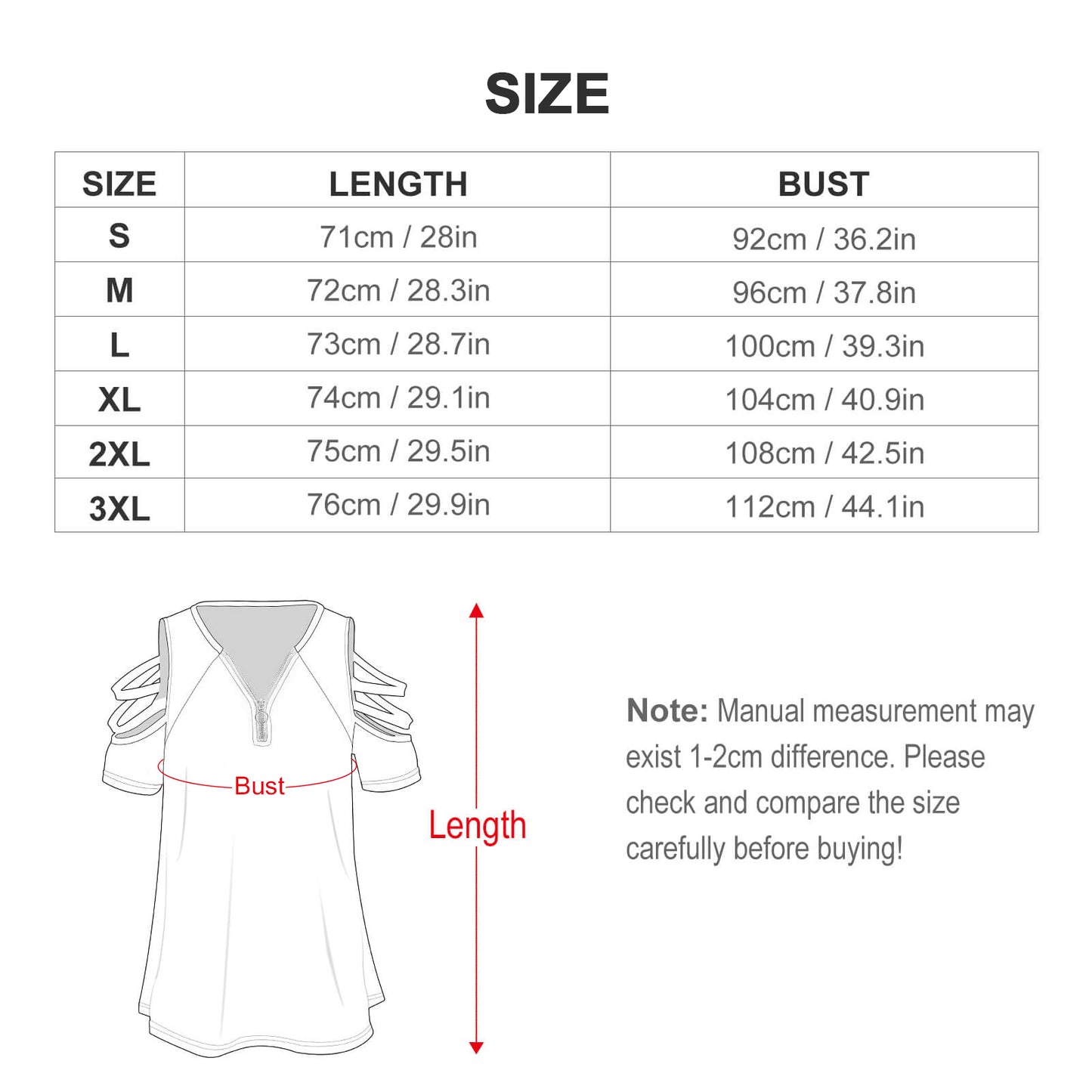 Maglia a Tunica Personalizzata con Zip | Blusa Spalle Scoperte (Cold Shoulder)