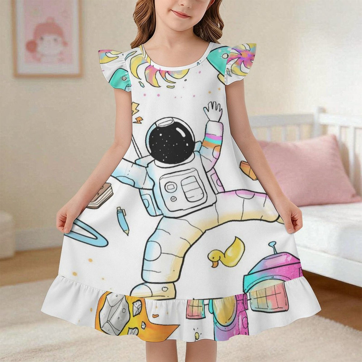 Camicia da Notte Bambina con Volant Personalizzabile