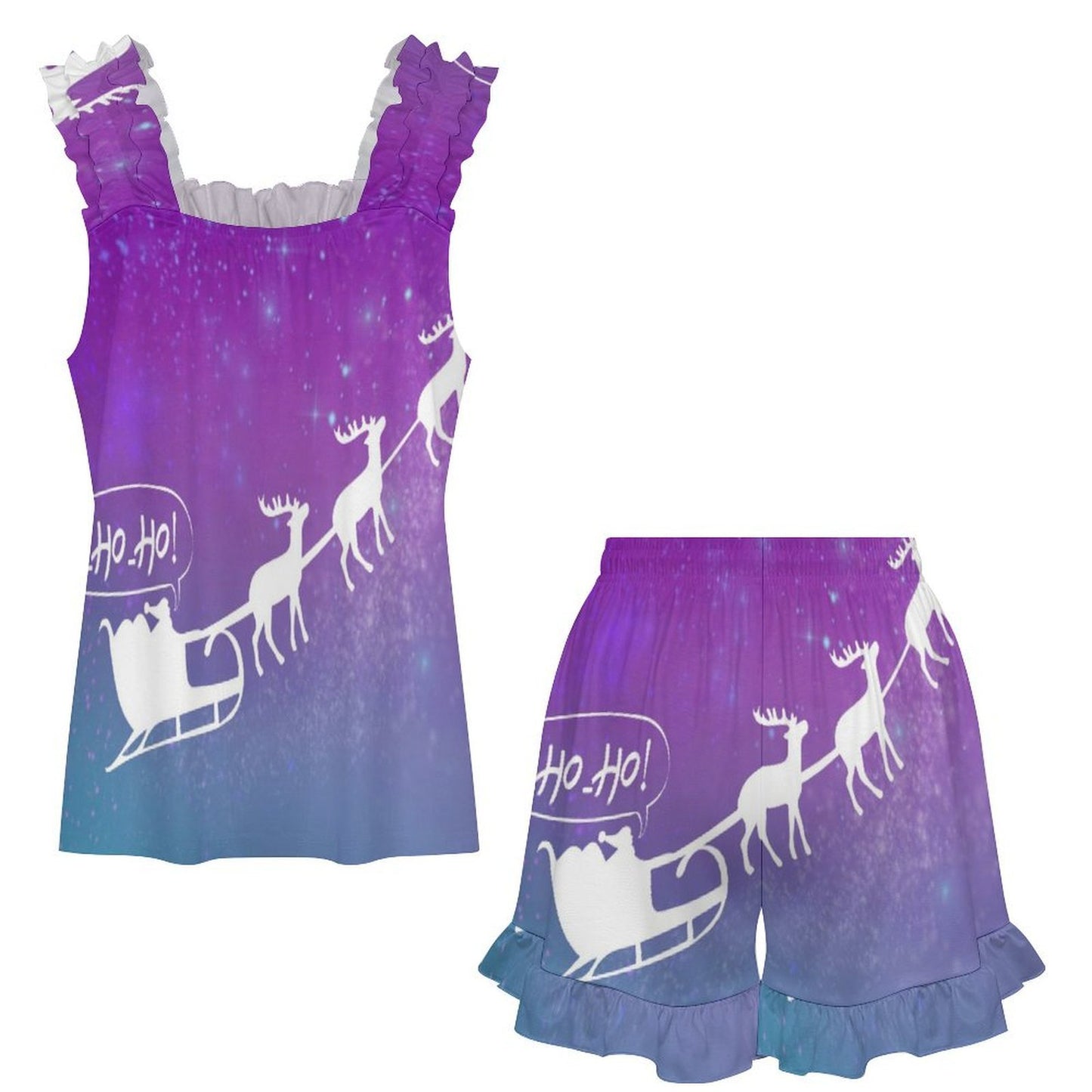 Set Pigiama Donna con Balza Personalizzabile — Top e Shorts dalla S alla 5XL