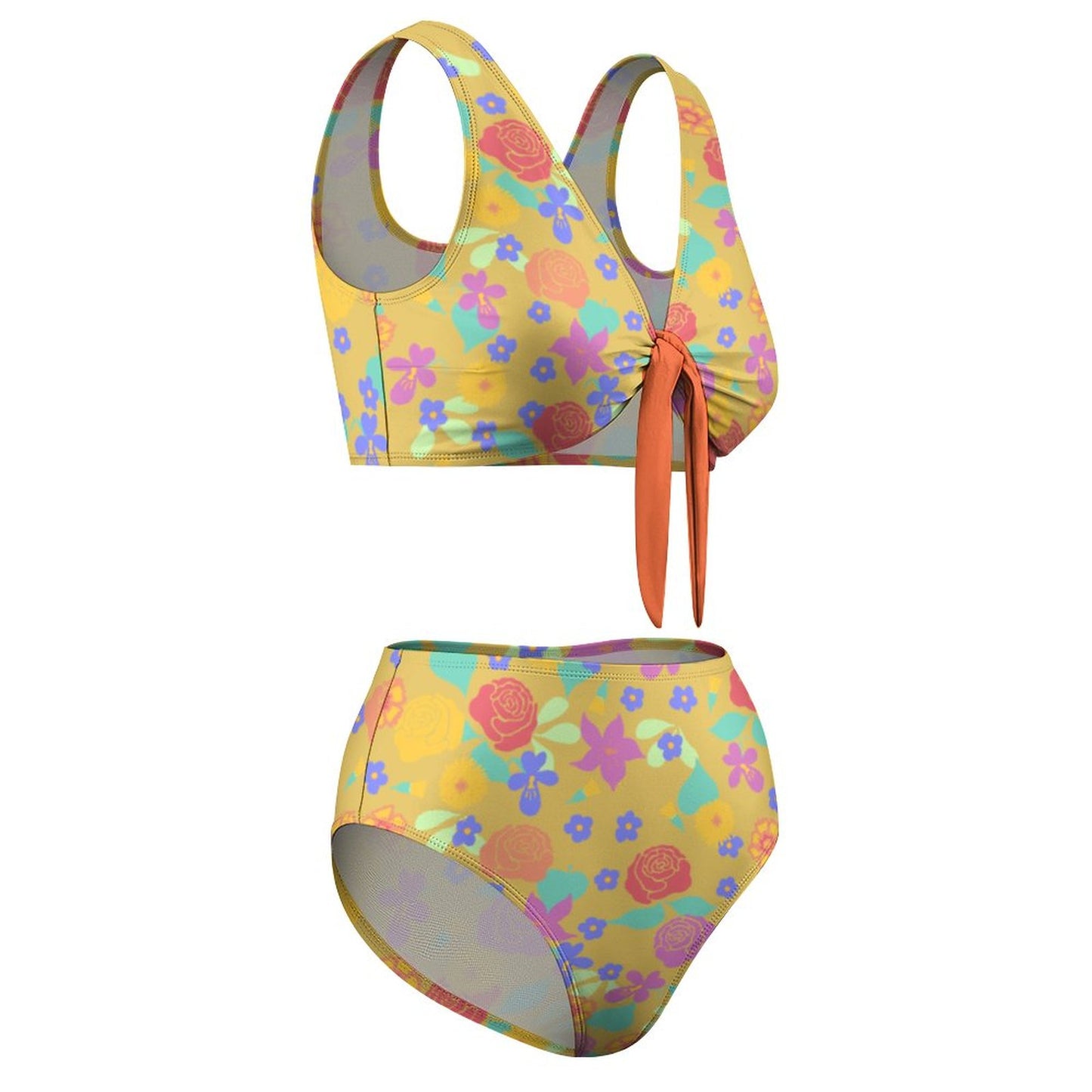 Bikini Vita Alta Personalizzato | Set Mare Nodo Frontale Modellante