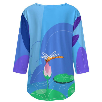 Top Donna Arricciato Personalizzato | Maglia Manica 3/4 con Foto Unica