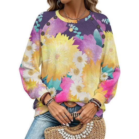 Cardigan Donna con Bottoni Personalizzabile a Maniche Raglan in Maglia