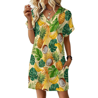Abito Casual Donna Scollo V con Stampa Personalizzata