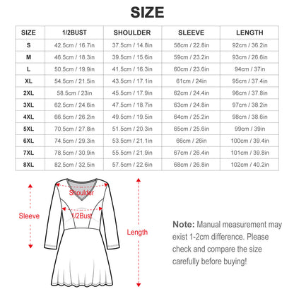 Abito Midi Scollo a V Taglie Forti | Manica Lunga (S-8XL)