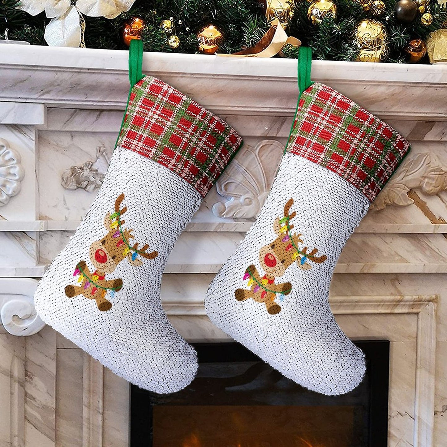 Calza di Natale con Paillettes Reversibili | Decorazione Magica Personalizzata