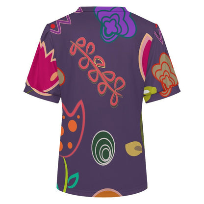 T-shirt donna scollo a V con maniche a sbuffo in tessuto a piccoli costolati con stampa personalizzata