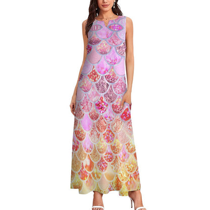 Abito Maxi Lungo Personalizzato | Vestito a Colonna Senza Maniche (S-5XL)