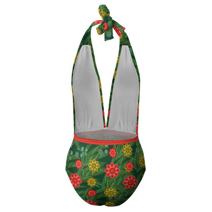 Costume Intero Scollo V Personalizzato | Monokini Halter Neck Modellante