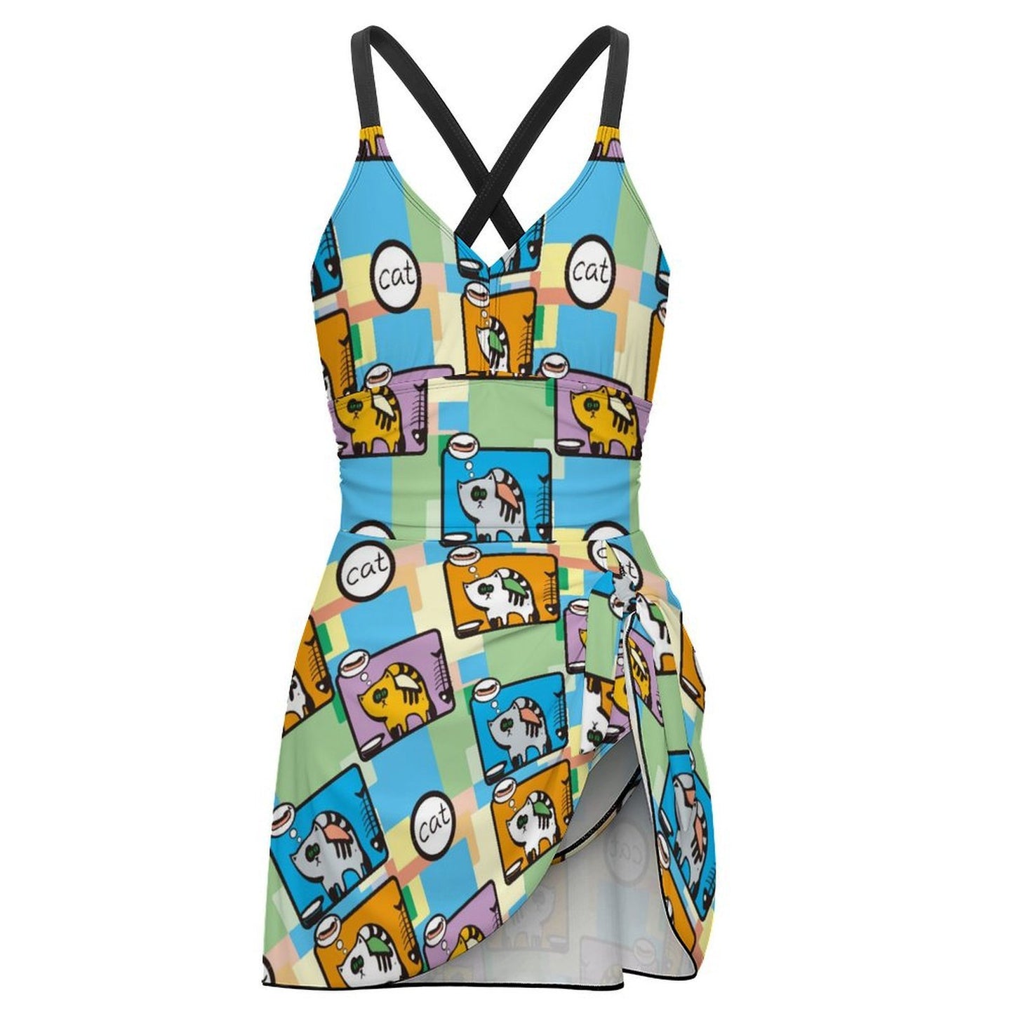 Costume Intero a Gonna con Pantaloncino Integrato e Lacci Regolabili — Personalizzabile con Stampa, dalla S alla 2XL