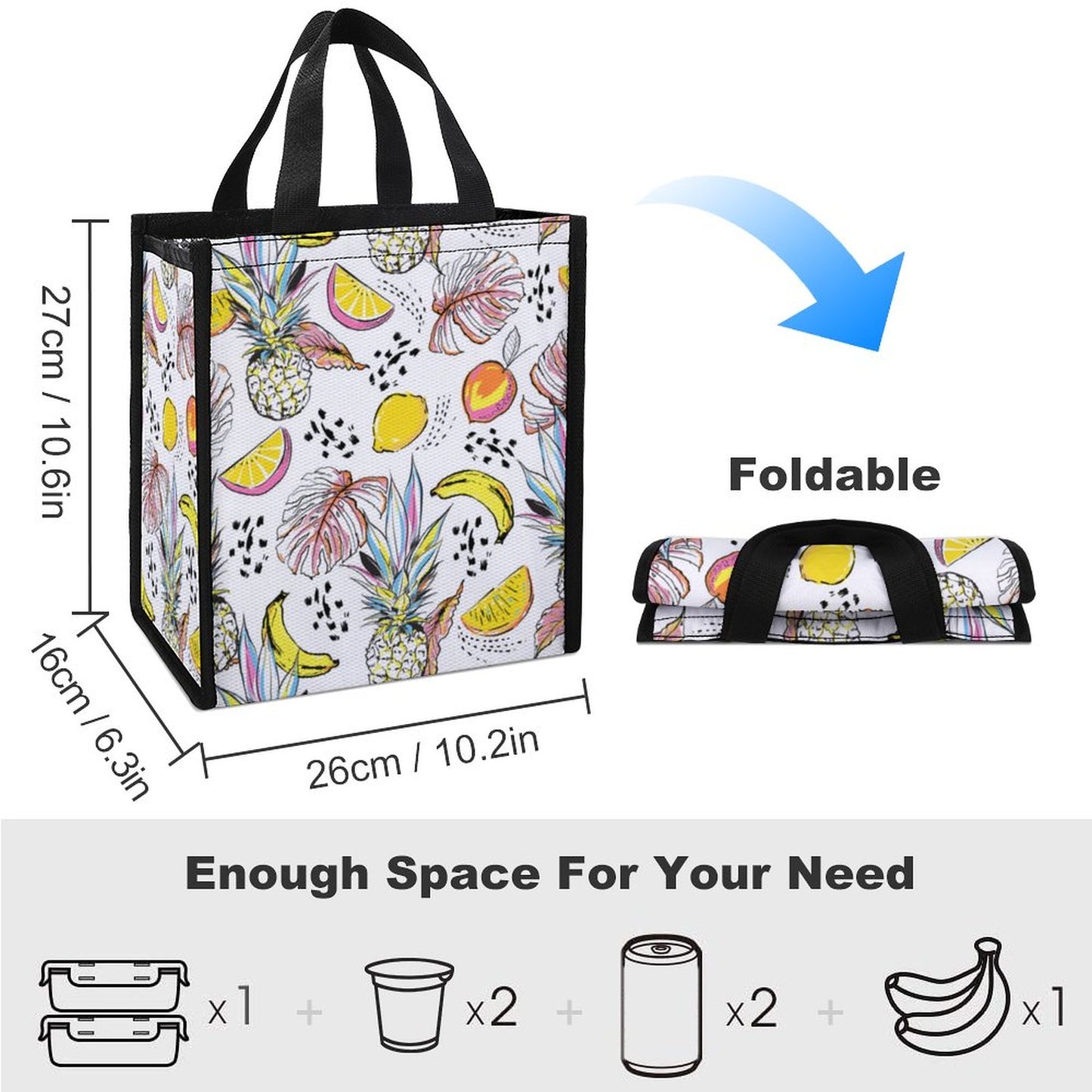 Sacchetto Pranzo Termico Pieghevole | Lunch Bag Roll-Top Personalizzata