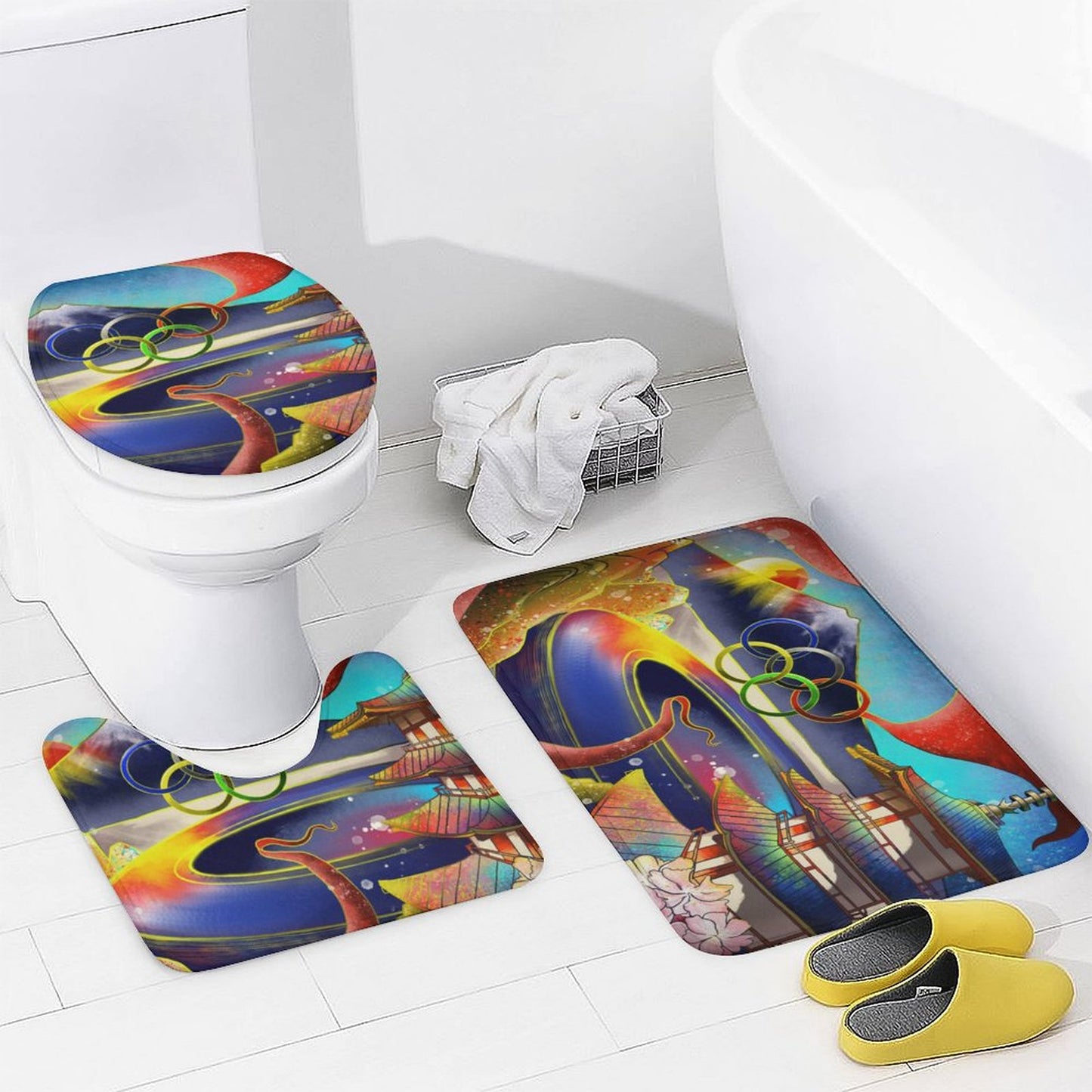 Set Bagno 4 Pezzi Personalizzato | Tappeti Velluto Corallo + Tenda Doccia