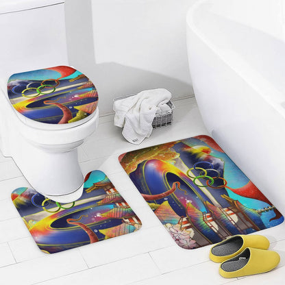 Set Bagno 4 Pezzi Personalizzato | Tappeti Velluto Corallo + Tenda Doccia