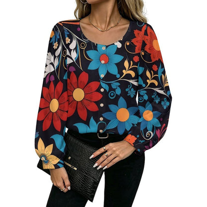 Camicia Donna Personalizzata Effetto Lino con Maniche a Palloncino
