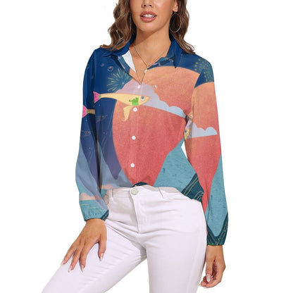 Camicia Donna Rétro Personalizzata | Blusa Maniche Lunghe con Foto