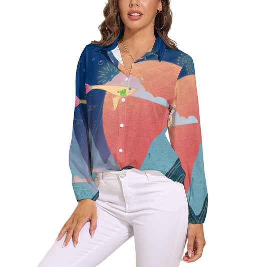 Camicia Donna Rétro Personalizzata | Blusa Maniche Lunghe con Foto