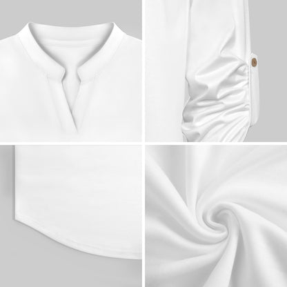 Camicia Donna a Collo V con Maniche Regolabili e Stampa Personalizzabile