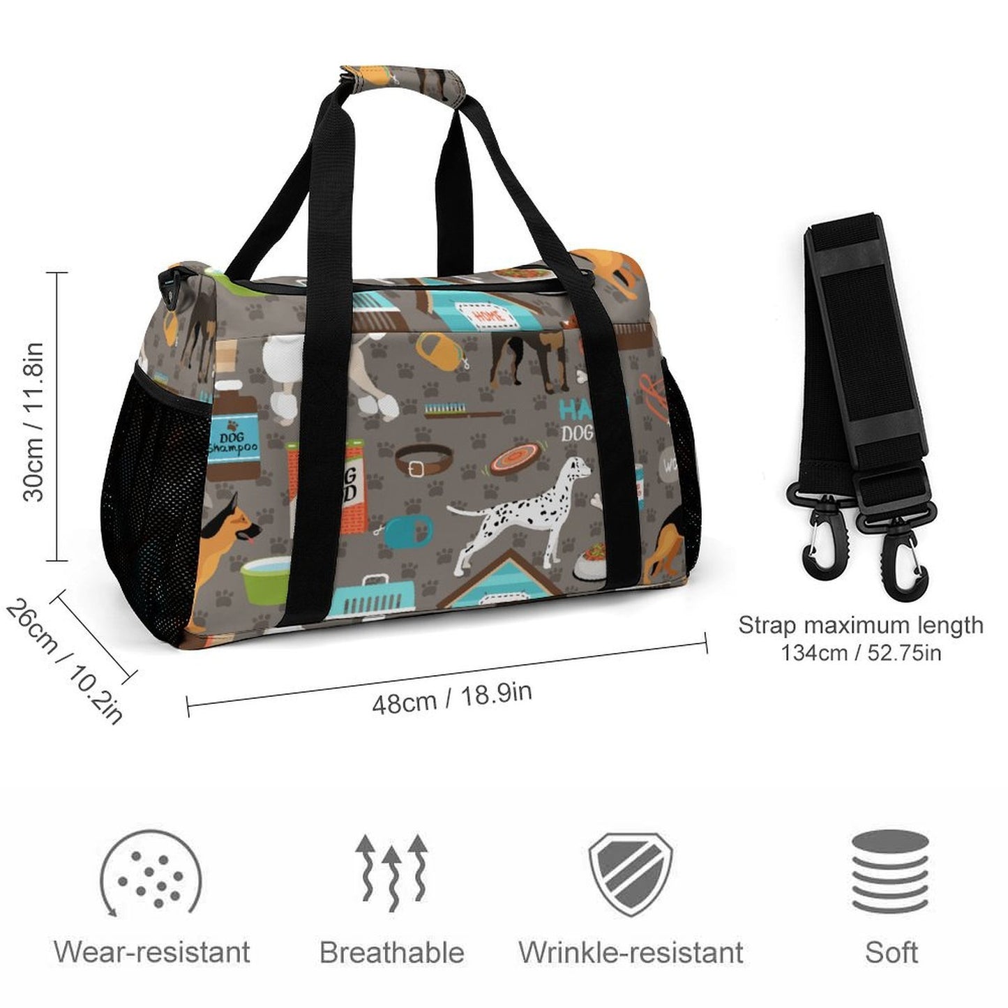 Borsa Weekender Personalizzata in Twill con Tracolla Removibile e Stampa su Misura