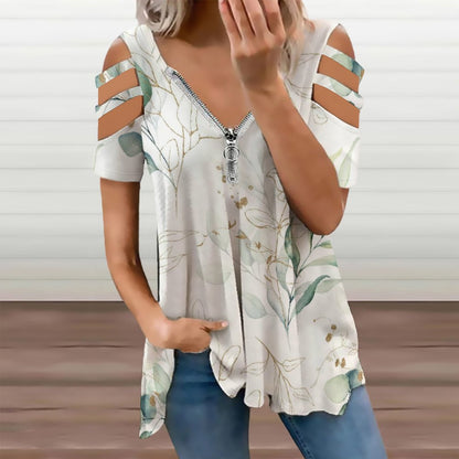 Maglia a Tunica Personalizzata con Zip | Blusa Spalle Scoperte (Cold Shoulder)