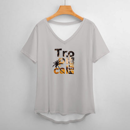 T-Shirt Personalizzata Donna con Scollo a V | Maglietta Vestibilità Comoda (Oversize)