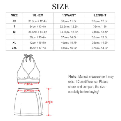 Costume due pezzi donna con spalline annodate e gonna con spacchi personalizzabile