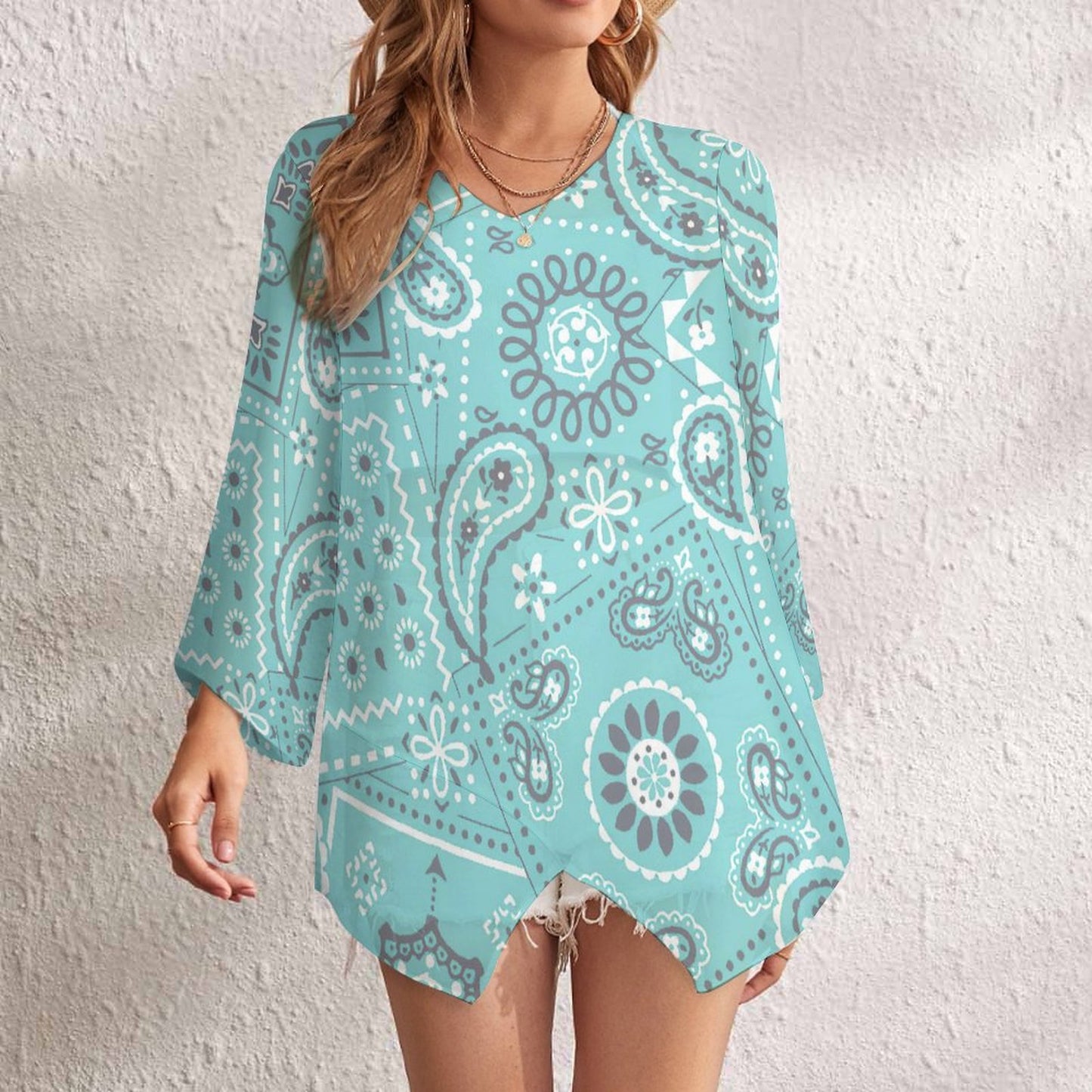 Camicia Chiffon Trasparente Donna | Blusa Oversize Manica Lunga
