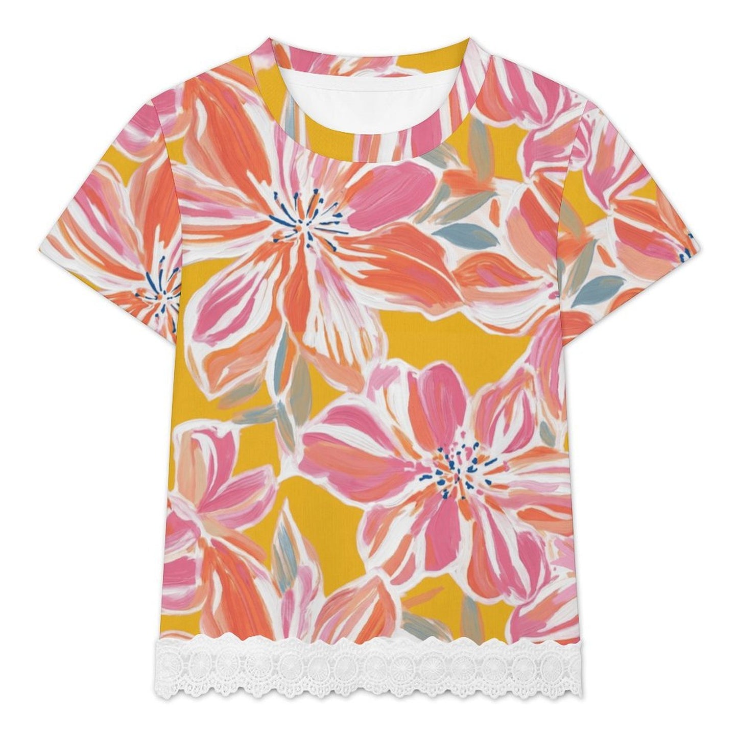 T-shirt Bambina Maniche Corte con Orlo a Balze Personalizzata
