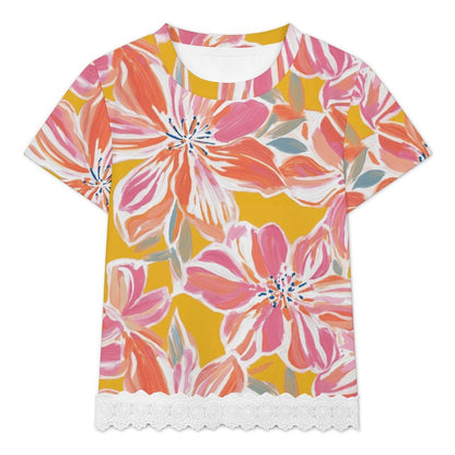 T-shirt Bambina Maniche Corte con Orlo a Balze Personalizzata