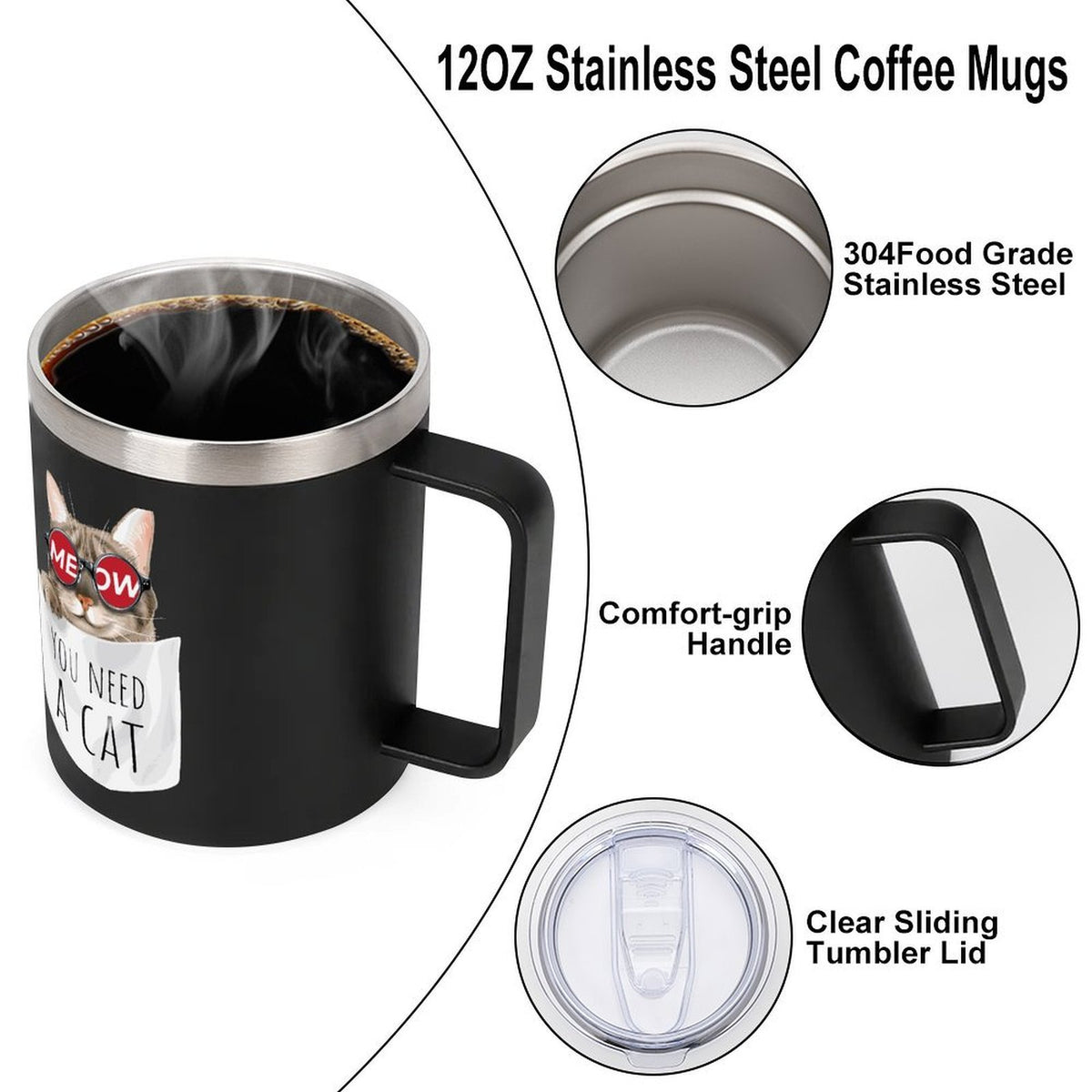 Tazza Termica Personalizzabile in Acciaio Inox 12oz Doppia Parete