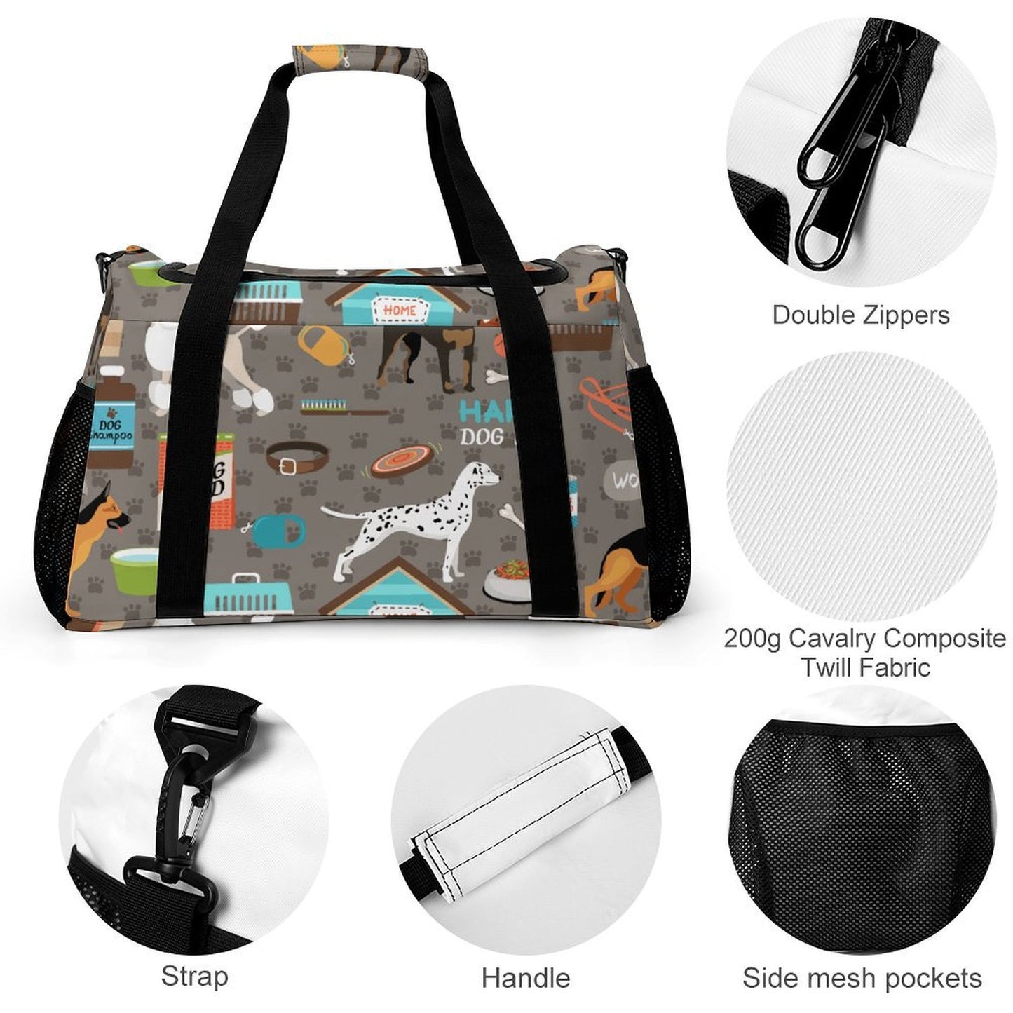 Borsa Weekender Personalizzata in Twill con Tracolla Removibile e Stampa su Misura