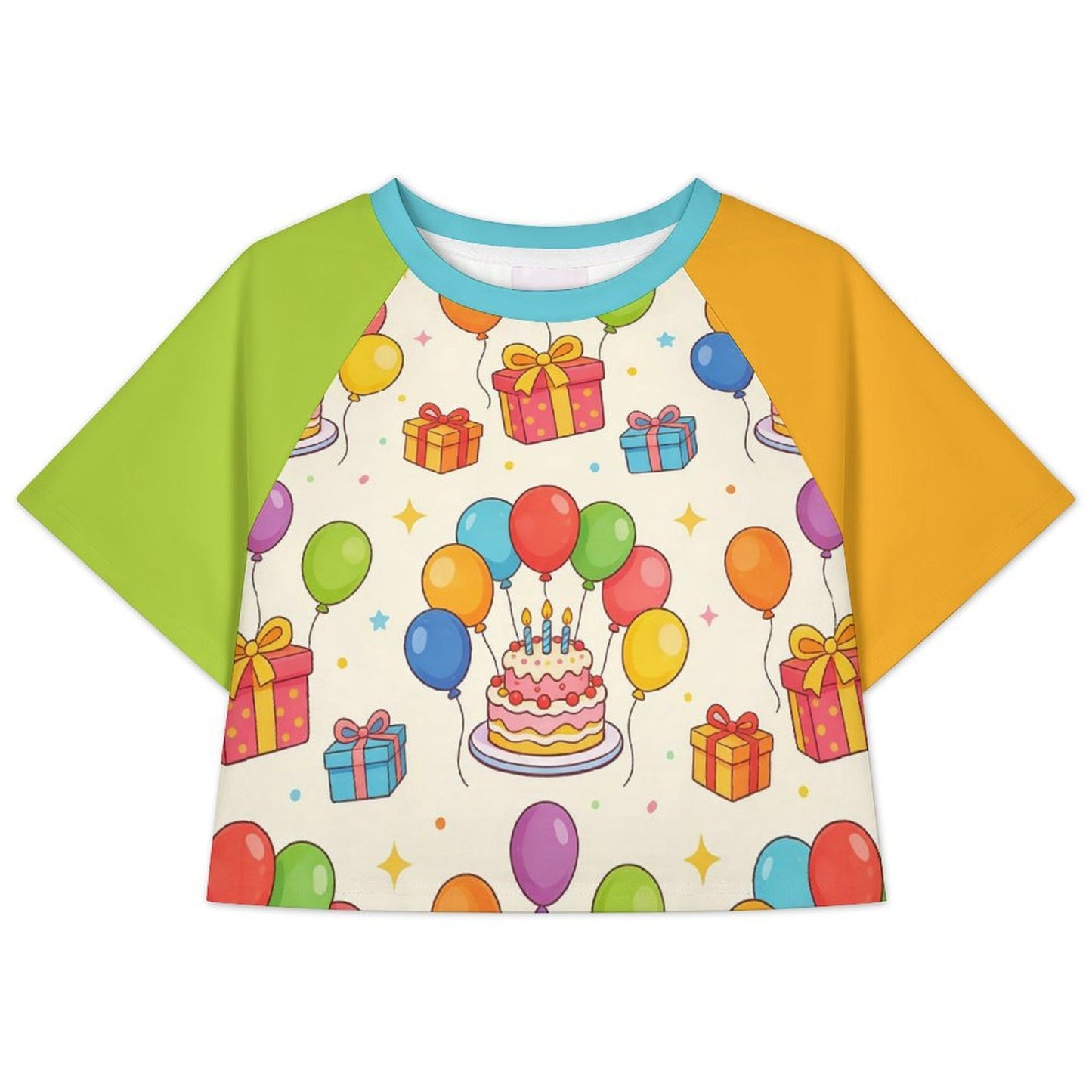T-Shirt Crop Personalizzata con Maniche a Contrasto