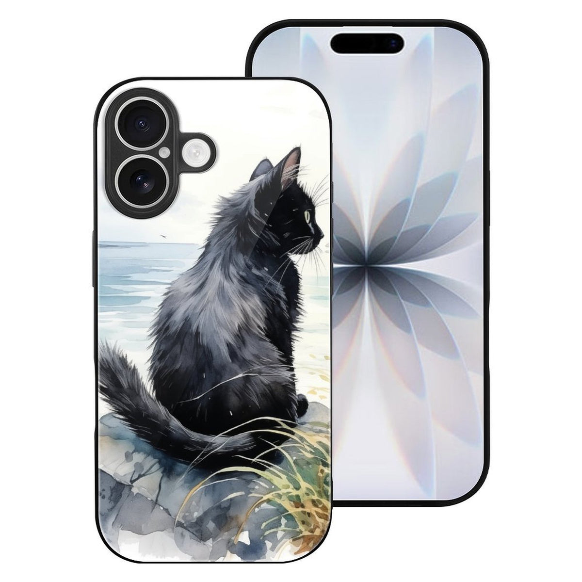 Mobile Phone Case for Apple IPhone 18 Black Cat, Back, Watercolor, Natural Style IPhone 18