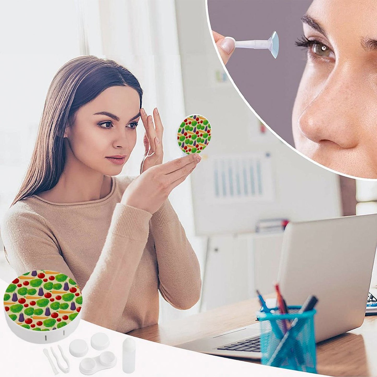 Portalenti a Contatto Personalizzato con Specchio | Kit da Viaggio