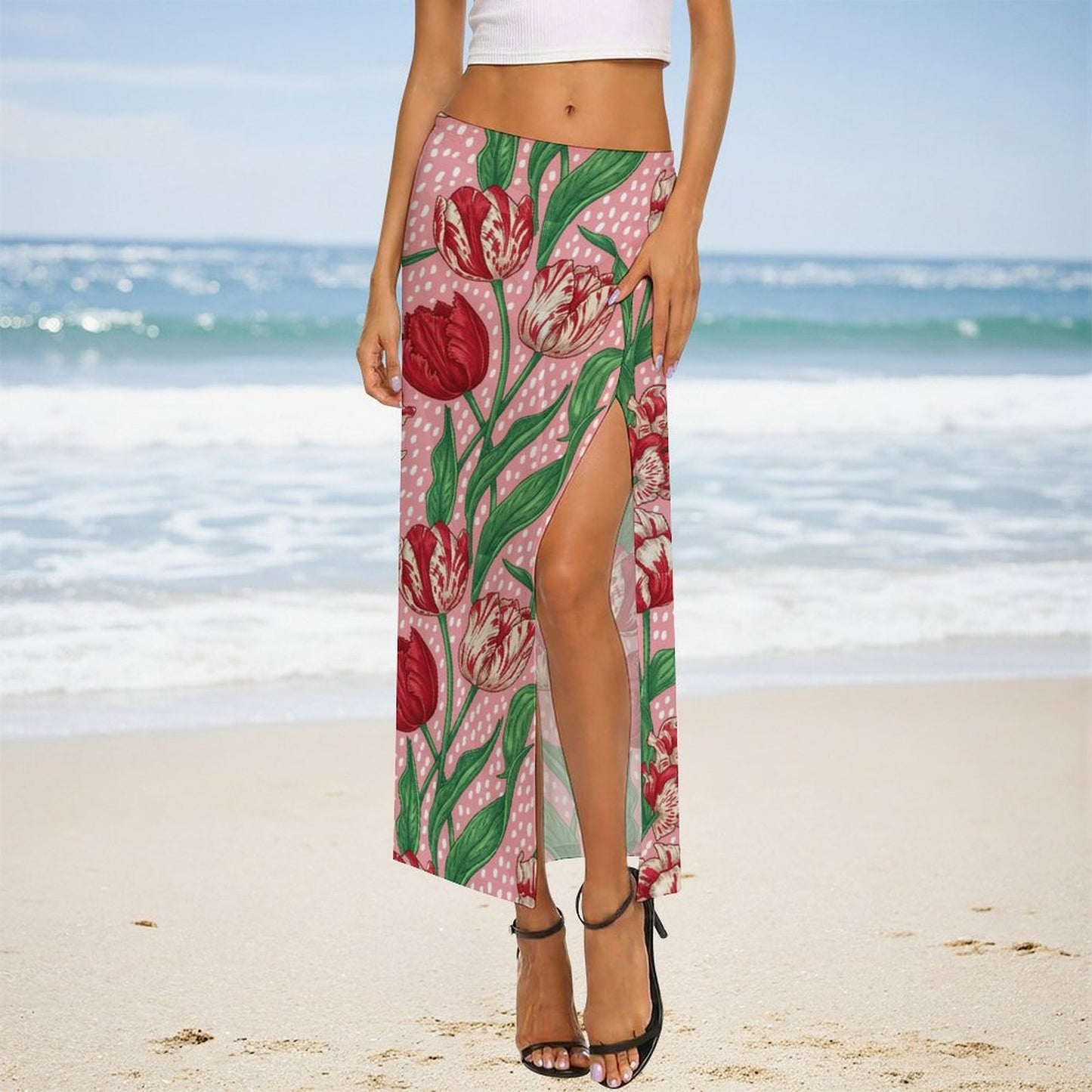 Gonna Lunga Copricostume Personalizzata in Rete | Maxi Skirt Trasparente con Spacco