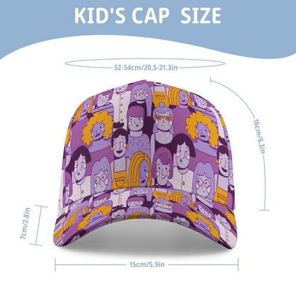 Cappellino Baseball Personalizzato per Bambini in Poliestere con Visiera Rigida e Stampa Full-Panel