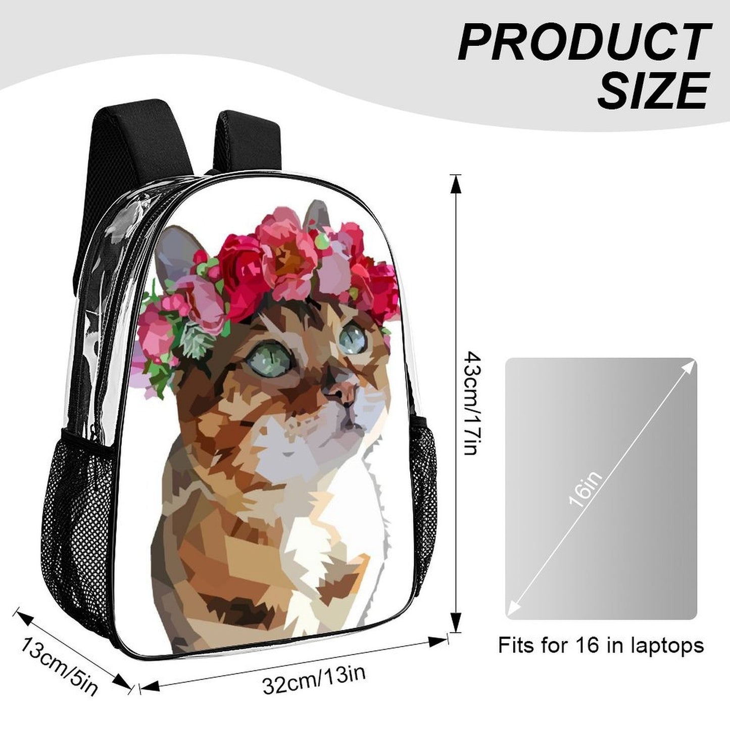 Zaino Trasparente Personalizzato 17" in PVC Heavy-Duty con Spallacci Ammortizzati
