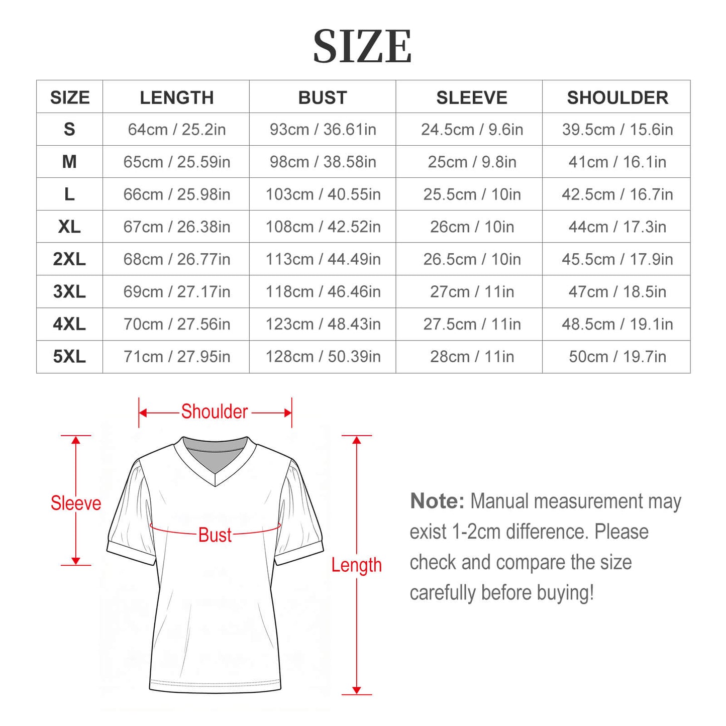 T-shirt donna scollo a V con maniche a sbuffo in tessuto a piccoli costolati con stampa personalizzata