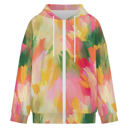 Felpa donna con cappuccio e zip completa in tessuto ad aria personalizzabile
