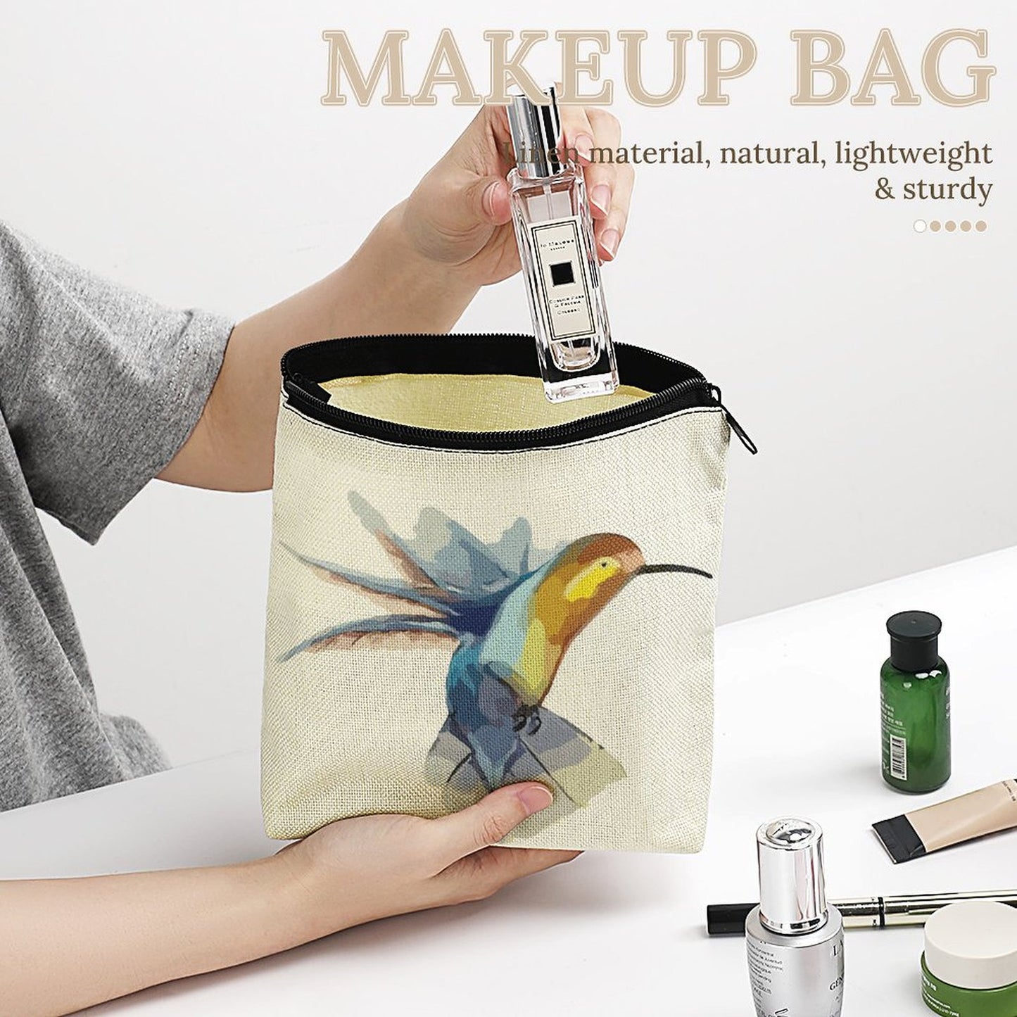 Pochette in Lino Personalizzata con Foto | Beauty Case Naturale
